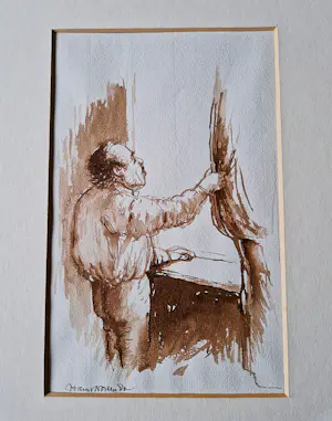 Hans van Norden - Drie karikaturale aquarellen op papier "man alleen" gesigneerd kopen? Bied vanaf 48!