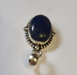 Nieuwe  vintage  zilveren ovale  hanger lapis lazuli kopen? Bied vanaf 55!