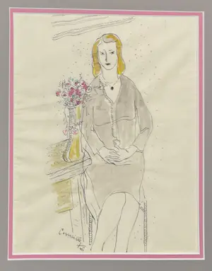 Corneille - Portret met bloemenboeket, 1945 kopen? Bied vanaf 1850!