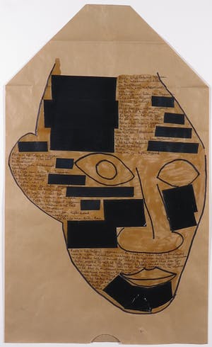 Dirk Celis - Gemengde techniek op kraftpapier, Zonder titel - Ingelijst kopen? Bied vanaf 1!