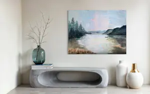 Buy Marie Louise Ogier - Landschaft mit See und Boot - ca. 1960 - XXL? Bid from 500!