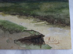 Johan van Hulsteijn - 2x Aquarel , “Landschap met vrouw” – gesigneerd – ca 1885 kopen? Bied vanaf 10!