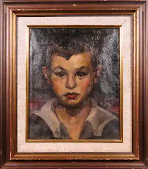 Willy Sluiter - Olieverf op board, Portret van een jongetje - Ingelijst verkocht voor € 110!