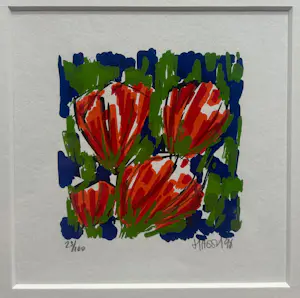 Ad van Hassel - 2x fraaie Tulpen, kleurenzeefdruk ("ingelijst) kopen? Bied vanaf 55!
