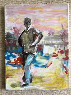 Stijn Peeters - Z.T. (man in landschap) verkocht voor € 50!