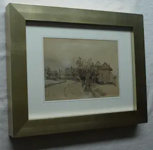 Otto Dicke - Ingelijste inkttekening , Boerderij – Lijst, 38 x 48 cm. kopen? Bied vanaf 20!
