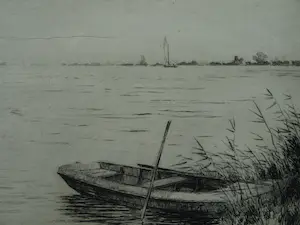 Johan Hemkes - Ets , De Houkesleat (Houkesloot) in Friesland - 1959 kopen? Bied vanaf 1!