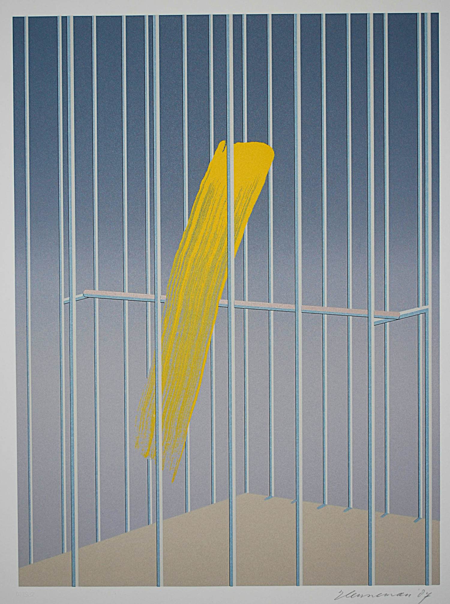 Jeroen Henneman - Uit het leven der dingen: een kanarie - zeefdruk - mooi ingelijst verkocht voor € 150!