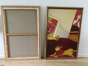 Niet of onleesbaar gesigneerd - Twee vrouwen op sofa kopen? Bied vanaf 1!