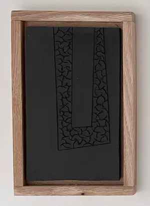 Niet of onleesbaar gesigneerd - Abstract 3 luikje van keramiek met eikenhouten lijst kopen? Bied vanaf 1!