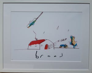 Herman Brood - Biggetje Bennie tekening, handgesigneerd en ingelijst kopen? Bied vanaf 775!