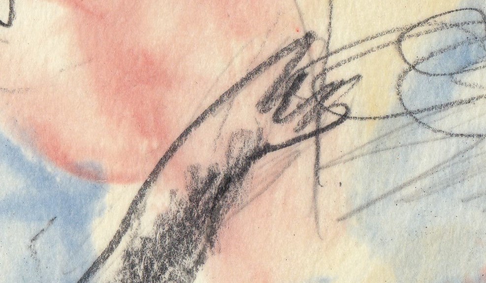 Jan Sierhuis - Kompositie met krijt & aquarel - 1978 kopen? Bied vanaf 100!