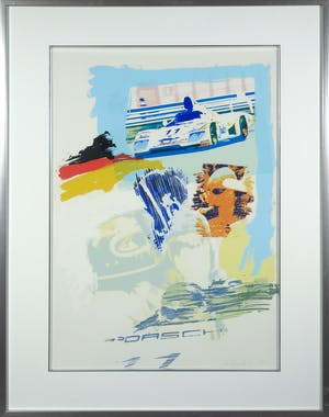 Frank Gude - Zeefdruk, Porsche - Ingelijst kopen? Bied vanaf 1!