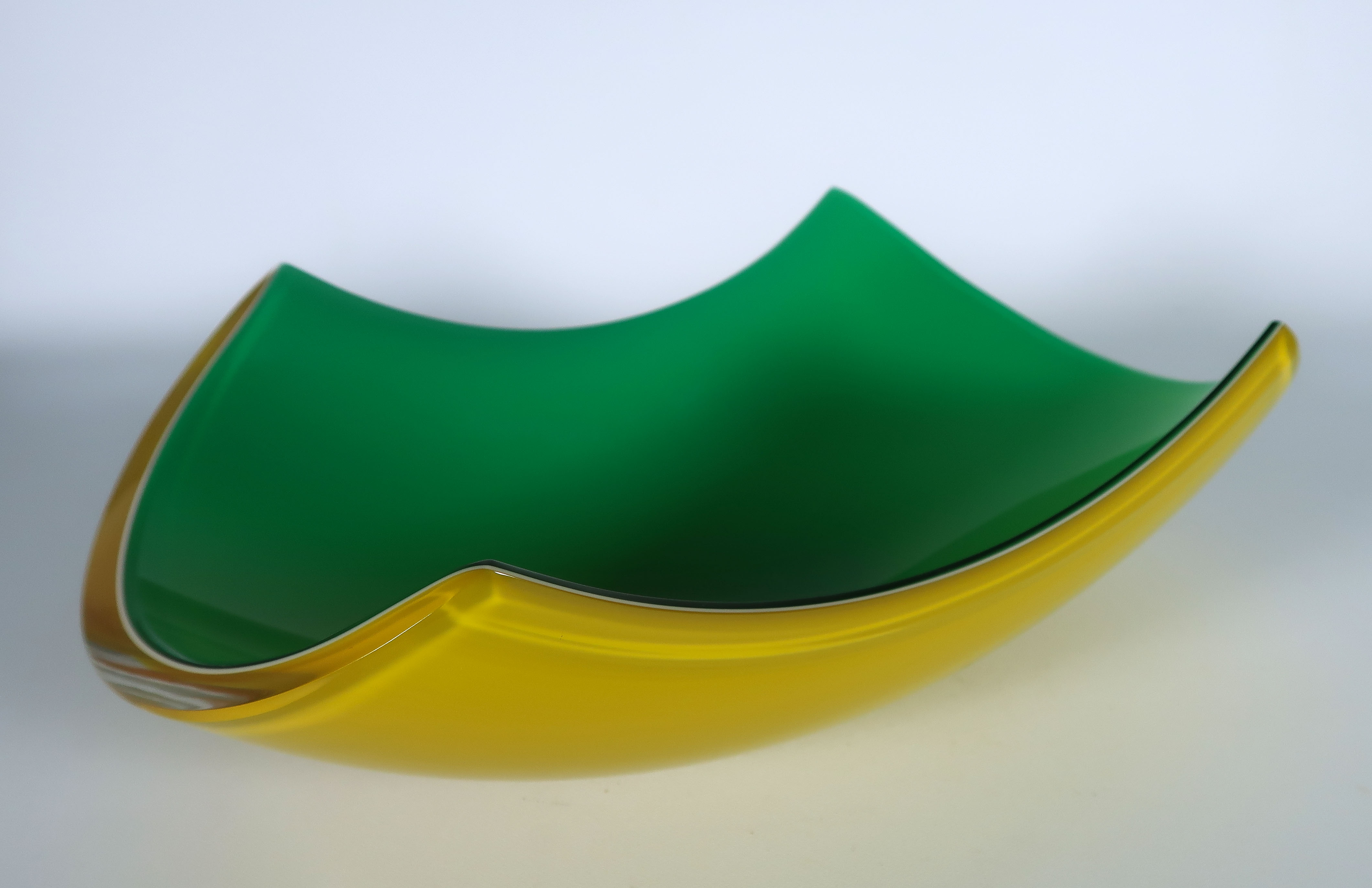 Mazzega - Glas, Groen en gele schaal verkocht voor € 50!