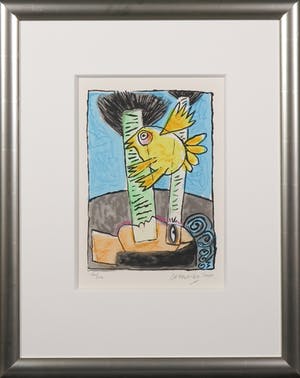 Corneille - Zeefdruk, Tête pensive - Ingelijst kopen? Bied vanaf 100!