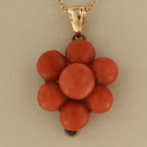 14k rosé gouden collier met hanger bezet met koraal - 45 cm kopen? Bied vanaf 270!