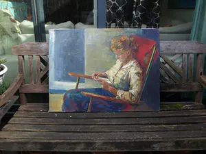 Niet of onleesbaar gesigneerd - Olieverf op doek , Leesvrouw , Lezende vrouw kopen? Bied vanaf 1!