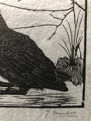 Jan Mankes - Houtsnede kleine kraai kijkend naar mugje - Gesigneerd - 1918 kopen? Bied vanaf 395!