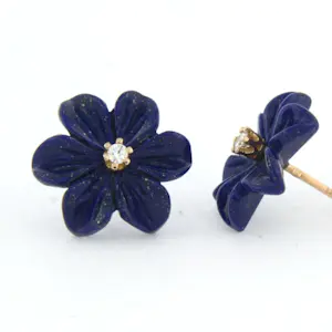 18k rose gouden oorknoppen met lapis lazuli en briljant geslepen diamant 0.08 ct kopen? Bied vanaf 185!