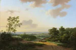 Marinus Adrianus Koekkoek - Olieverf op paneel, Landschap - Ingelijst kopen? Bied vanaf 2000!