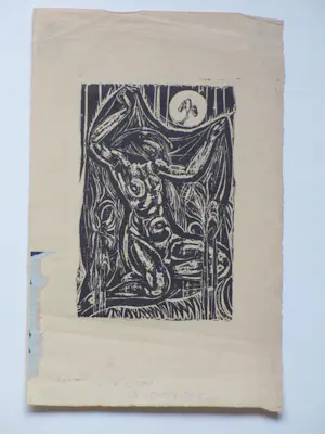 Johan Dijkstra - Naakt onder sluier - Houtsnede kopen? Bied vanaf 80!