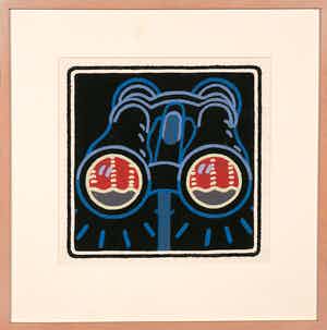 Dirk Wiarda - Gouache op papier, Toneelkijker - Ingelijst verkocht voor € 100!