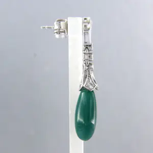 14k gouden oorhangers met chalcedoon en single cut geslepen diamant tot. 0.32ct kopen? Bied vanaf 460!