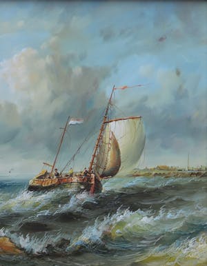 Niet of onleesbaar gesigneerd - Zeegezicht met zeilschepen op zee kopen? Bied vanaf 1!