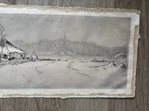 Toon de Jong - Winterlandschap met boerderij met zicht op Laren (?) kopen? Bied vanaf 45!