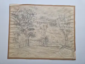 Ria Exel - GROOT, in 1948 geschilderd "landschap Groningen onder dreigend wolkendek" gesign kopen? Bied vanaf 174!