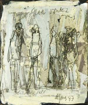 Leo de Jong - Gemengde techniek op paneel, Que voulez vous (...) verkocht voor € 70!