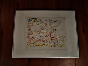 Wim Worm - Eigen druk - oplage 120 ex. - handgekleurde Ets - "Strand" gesigneerd kopen? Bied vanaf 10!