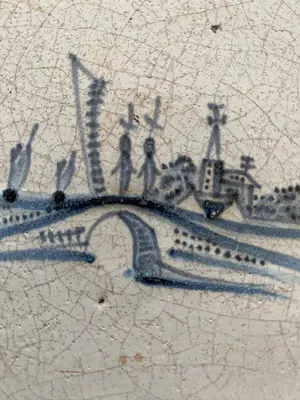 Keramiek overige - Antieke tegel Delfts Blauw Landschap kopen? Bied vanaf 28!