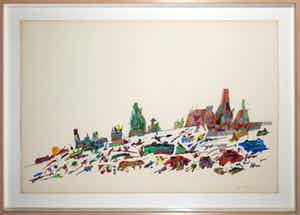 Henri Plaat - Gouache op papier, Zonder titel - Ingelijst (Groot en zwaar) verkocht voor € 250!