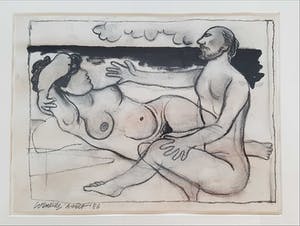 Corneille - Originele houtskool + Hugo Claus handgeschreven gedicht kopen? Bied vanaf 1550!