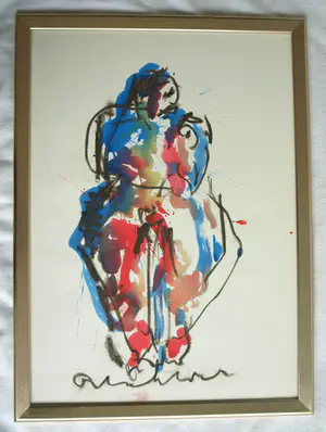 Anton Heyboer - Ingelijst , Pastel & acryl , Moeder en kind – ca. 1985 – 70 x 50 cm kopen? Bied vanaf 1!