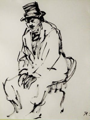 Willy Rieser - Penseeltekening - Portret Acteur in kostuum kopen? Bied vanaf 40!