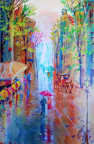 Elena Polyakova - Elena Polyakova - Een Regendag in Amsterdam verkocht voor € 200!