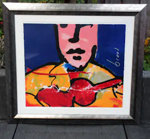 Herman Brood - Ingelijste zeefdruk: Guitarman (keurige lijst!) kopen? Bied vanaf 475!