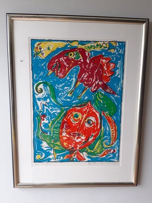 Carl-Henning Pedersen - litho, handgesigneerd, genummerd, oplage 150 stuks, ingelijst kopen? Bied vanaf 325!