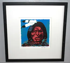 Espen Hagen - Indiaan - mooi ingelijste zeefdruk kopen? Bied vanaf 70!