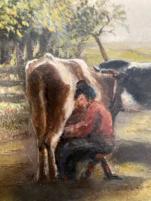 Niet of onleesbaar gesigneerd - Koeien melken kopen? Bied vanaf 1!