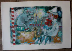 Annemarie de Groot - Zeefdruk: Circus - 1993 kopen? Bied vanaf 50!