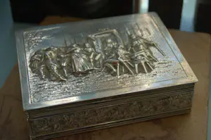 Zilver - tabaksdoos met oudhollandse voorstelling kopen? Bied vanaf 175!