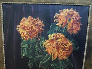 Niet of onleesbaar gesigneerd - Olieverf op doek, Bloemstilleven “Chrysanten” – ingelijst - 1891 kopen? Bied vanaf 1!