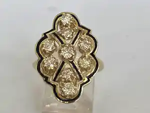 Buy Vintage cocktailring van 14 karaat geelgoud met diamanten? Bid from 750!