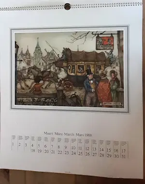 AcheterAnton Pieck - Bijzondere kleurrijke Jaarkalender 1988 (Origineel met copyright Anton Pieck)? Enchérissez de 20!
