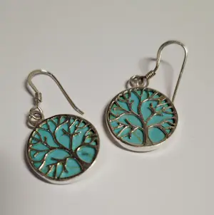 Zilveren Nieuwe Tree of Life  Oorbelle met turquoise kaufen? Bieten Sie von 50!