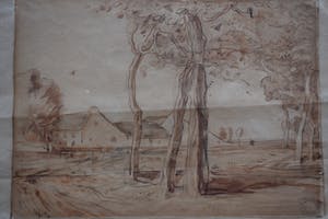 Willem van Konijnenburg - Aquarel - Boerenlandschap kopen? Bied vanaf 200!