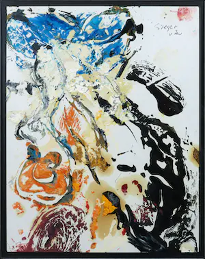 Fred Sieger - Gemengde techniek op papier, Abstracte compositie - Ingelijst kopen? Bied vanaf 1!